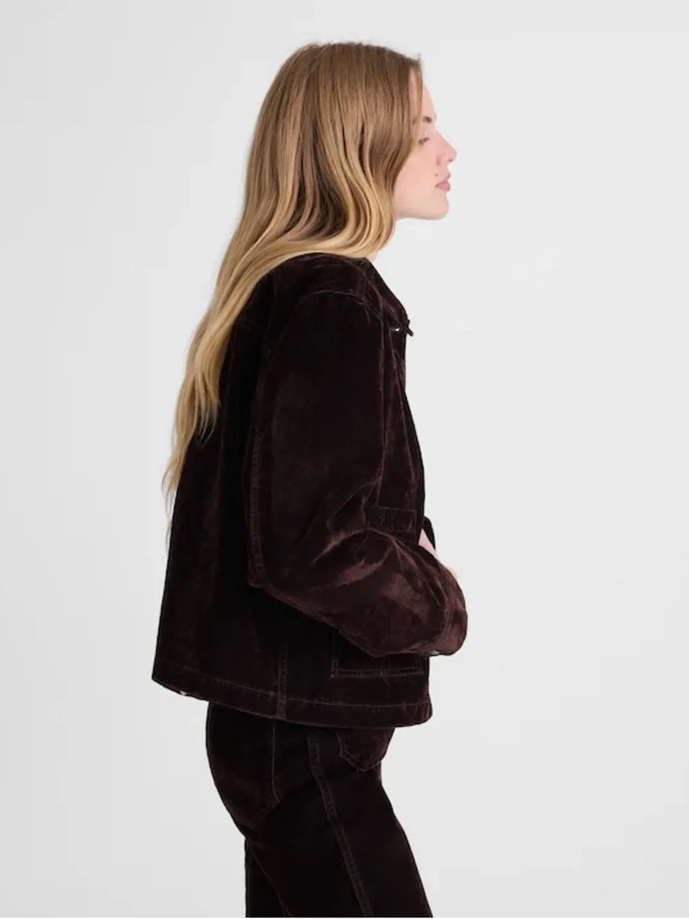 Madewell Flocked Denim Chore Jacket size medium Brown Velvet equestrian vintage